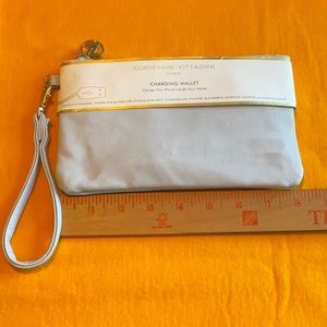 Adrienne Vittadini Studio Dove Grey Smooth Charging Wallet/Wristlet, NWT